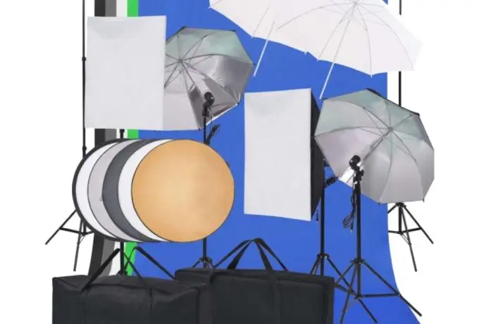 Kit de iluminação para estúdio fotográfico, c/ 5 fundos coloridos
